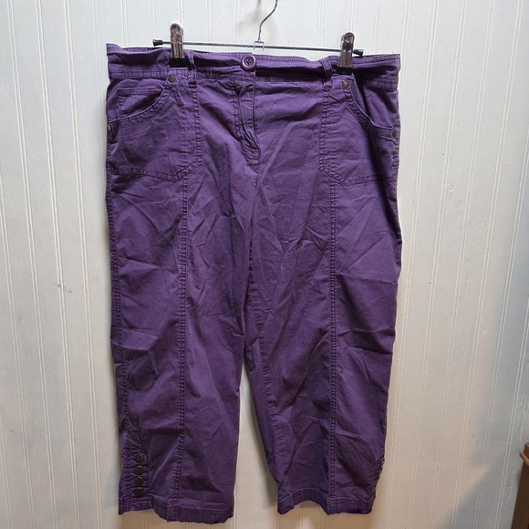 Style&co. Pants - Style&co. Capri Pants Womens 12P Purple Twill Stretch Casual Button Hem Pockets